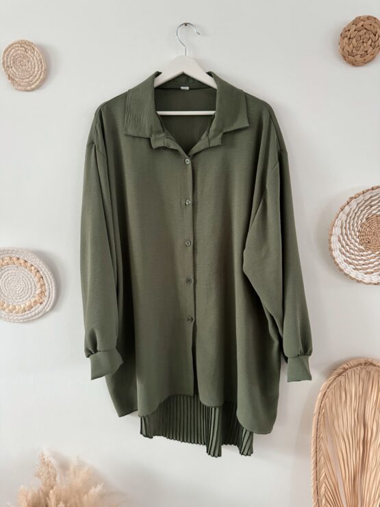 0273 Oversized Bluse mit Plissee Details in vielen Farben – Bild 8